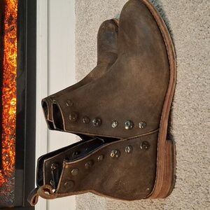 Musse & Cloud Roaster Booties Brown Leather Studded Pull On Size 7